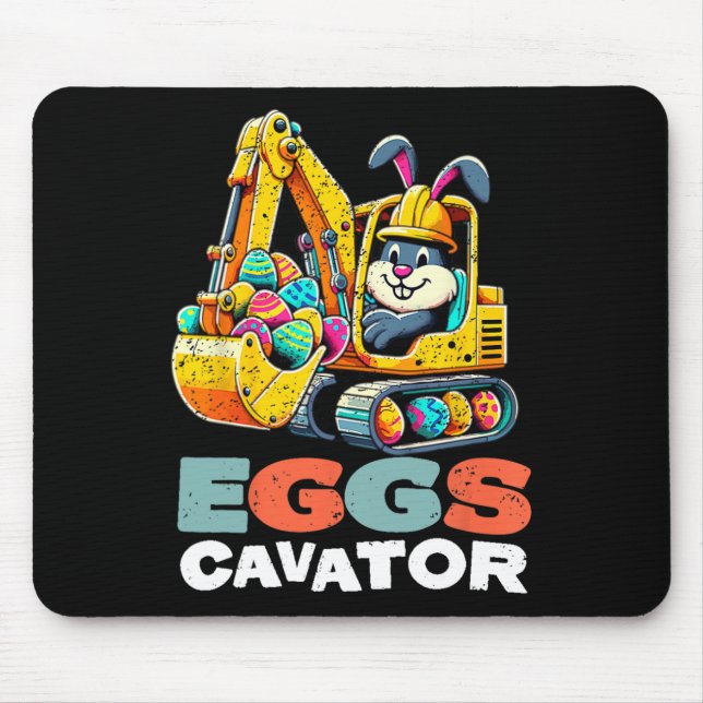Ostereier Bagger Osterhase Bagger Mousepad (Vorne)