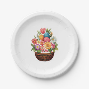 Ostereier Basket Frühlingsblumen Pappteller
