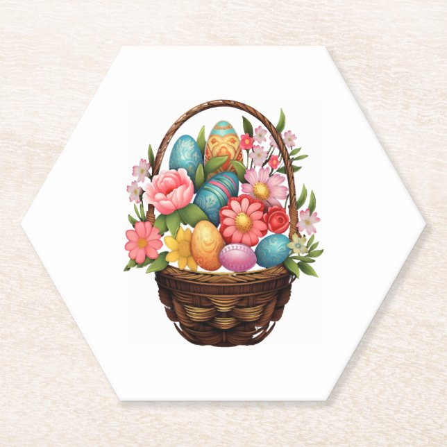 Ostereier Basket Frühlingsblumen Untersetzer (Vorderseite)