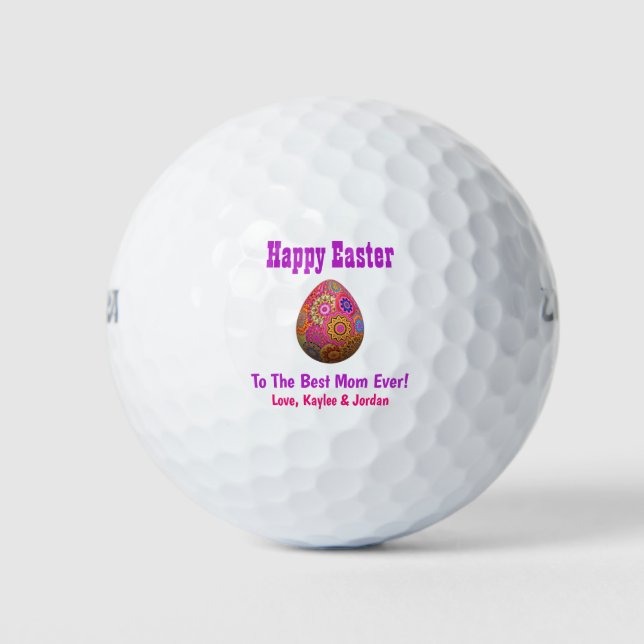 Ostereier Beste Mama Jeden Niedlichen Rosa Lila Golfball (Vorderseite)