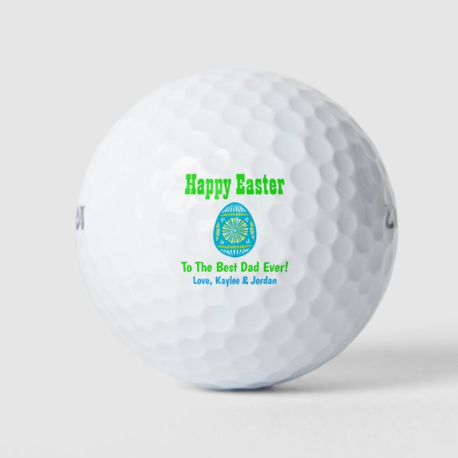 Ostereier Bester Vater je Blauer Farbenfroh Golfball (Vorderseite)