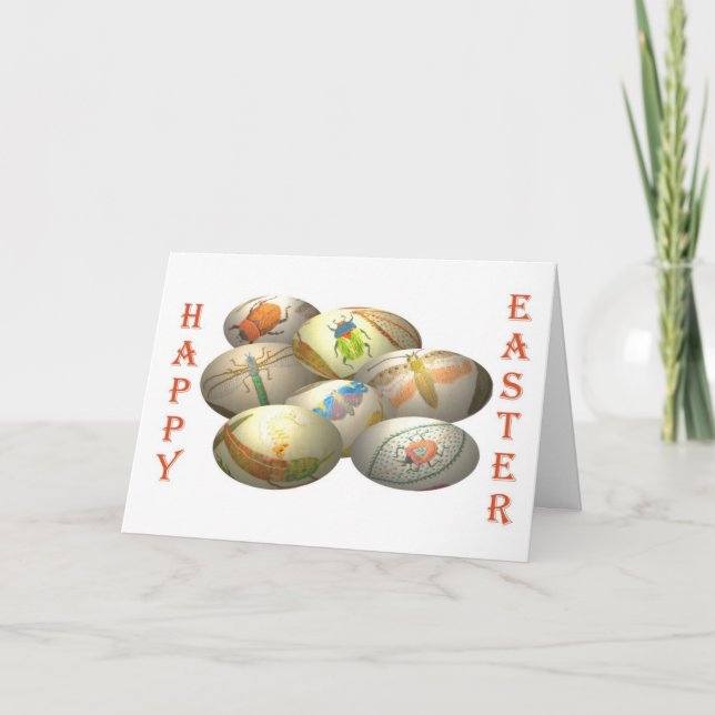 Ostereier bestickt feiertagskarte (Vorderseite)
