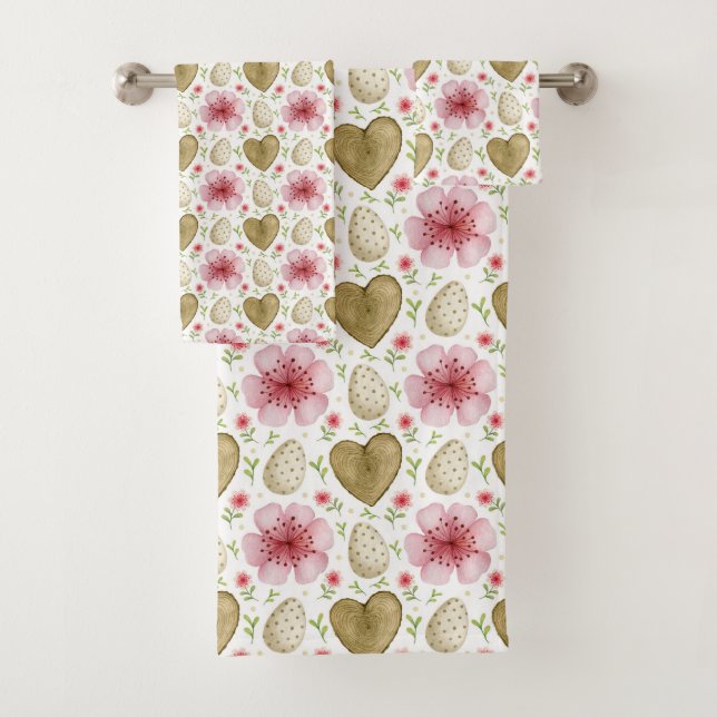 Ostereier Blume und Handtuch aus Holz Badhandtuch Set (Insitu)