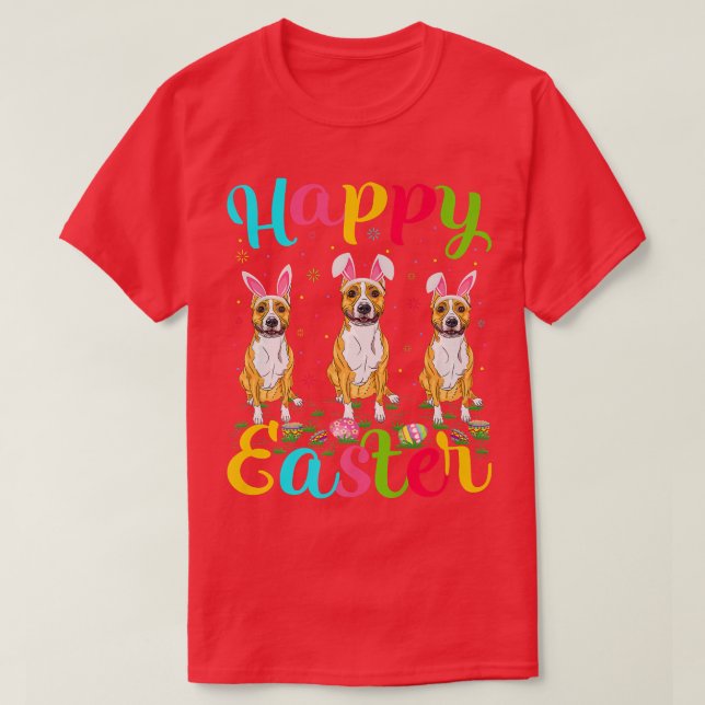 Ostereier Bunny Staffordshire Bull Terrier Dog Ha T-Shirt (Design vorne)