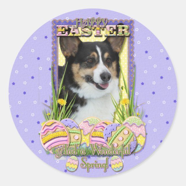 Ostereier-Cookies - Corgi Runder Aufkleber (Vorderseite)
