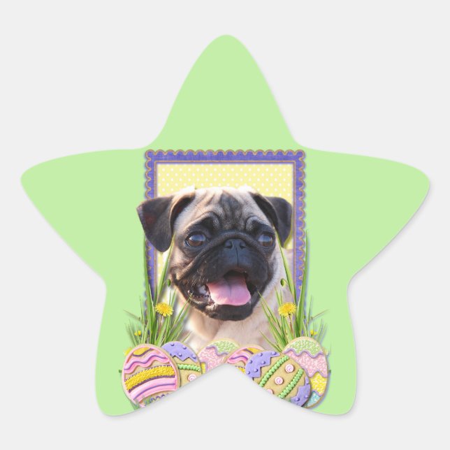 Ostereier-Cookies - Mops Stern-Aufkleber (Vorderseite)