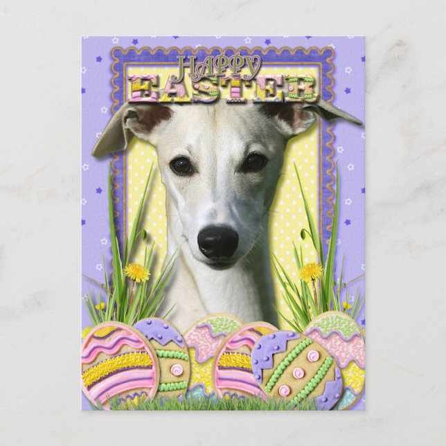 Ostereier-Cookies - Whippet Feiertagspostkarte (Vorderseite)