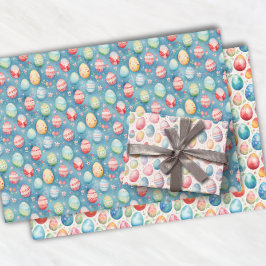 Ostereier Farbiges Wasserfarbmuster Geschenkpapier Set