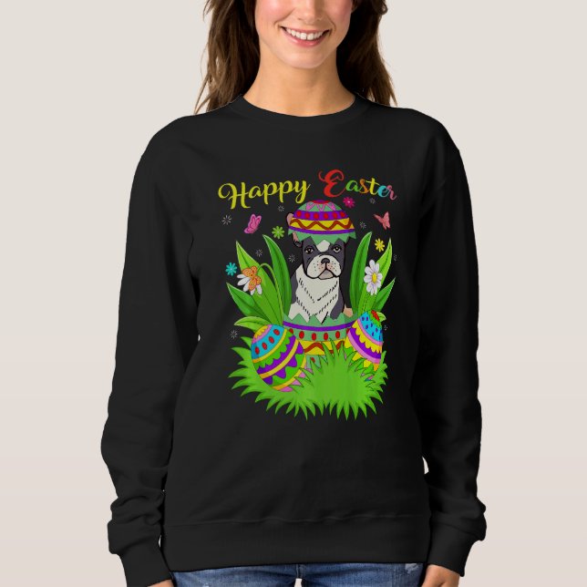 Ostereier, französischer Bulldogge Osterfeier Sweatshirt (Vorderseite)