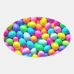 Ostereier/Frühling in hellen Farben Ovaler Aufkleber