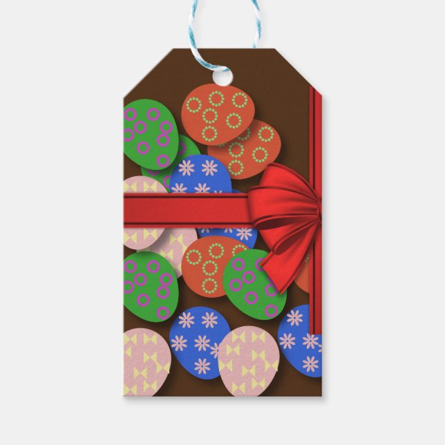Ostereier Gemustert Geschenkanhänger (Vorderseite)