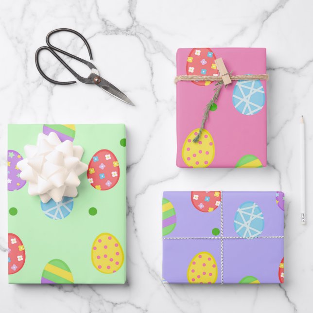 Ostereier gestalten Wrapping Paper Sheets Geschenkpapier Set (Vorderseite)