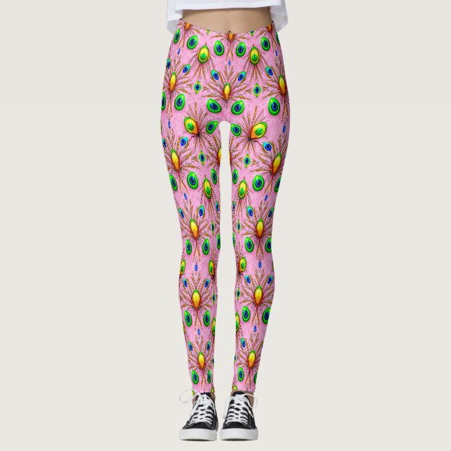OSTEREIER ~ Grün Gelb 3D ~ Leggings (Vorderseite)