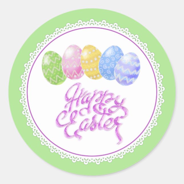 Ostereier, Happy Osterday Geschenk Wrap, OsterCl Runder Aufkleber (Vorderseite)