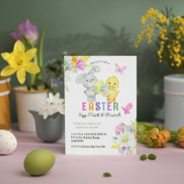 Ostereier Hunt & Brunch Niedlich Bunny & Chick Einladung