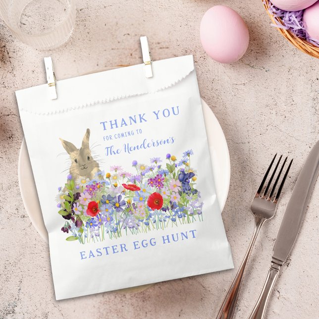 Ostereier Hunt Bunny Floral Vielen Dank Geschenktütchen (Personalized easter brunch egg hunt cute bunny floral thank you favor bag Watercolor wildflowers )