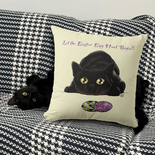 Ostereier Hunt Cat Funny Kissen (Von Creator hochgeladen)