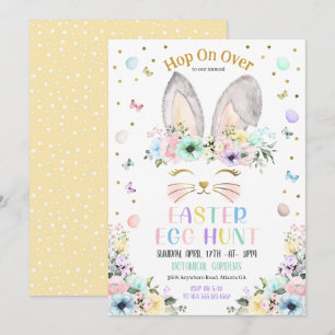 Ostereier Hunt Pastel Rainbow Bunny Ears Einladung