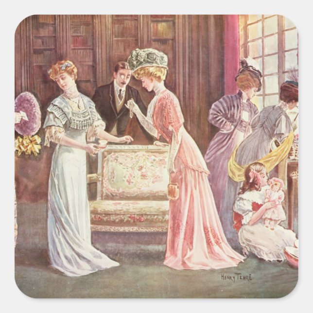 Ostereier in der Stadt, 1908 Quadratischer Aufkleber (Vorderseite)