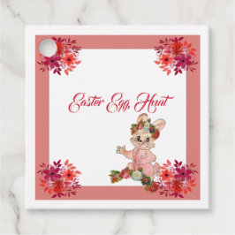 Ostereier Jagd Bunny Floral Crown Rose Wasserfarbe Geschenkanhänger