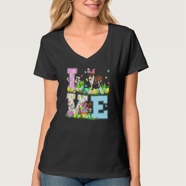 Ostereier Jagd Liebe Bull Terrier Dog Osterfeier S T-Shirt (Vorderseite)