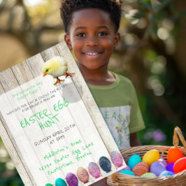 Ostereier Jagd Party Farbenfrohe Küken Rustikal Einladung