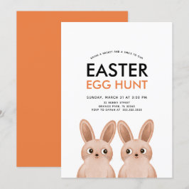 Ostereier Jagd Party mit zwei Osterbüschen Einladung