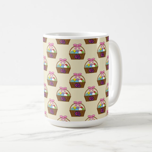 Ostereier-Jagdkorb mit Pastelleier-Muster Kaffeetasse (VorderseiteRechts)