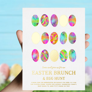 Ostereier Jagen Brunch Wasserfarbe Gold Folieneinladung