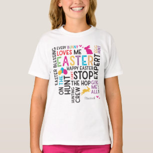 Ostereier jagen Word Cloud mit Kid Name White T-Shirt