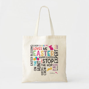 Ostereier jagen Word Cloud mit Kind Jahr Tragetasche