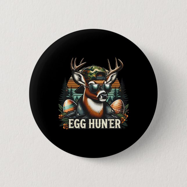 Ostereier-Jäger-Hirsch-Bock-Rückwärts-Mütze-Hirsch Button (Vorderseite)