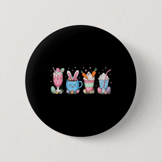 Ostereier Kaffee Bunny Cups Latte Iced Cream Wom Button (Vorderseite)