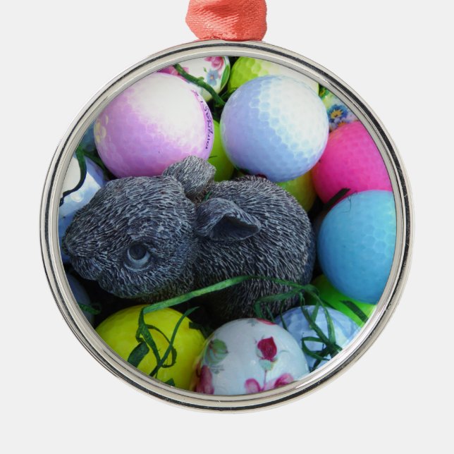Ostereier, Kaninchengolfbälle Ornament Aus Metall (Vorne)