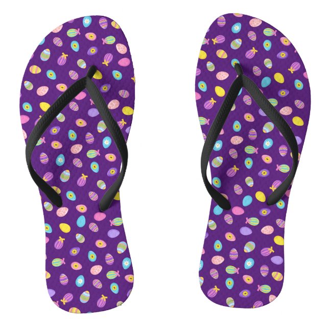 Ostereier Lila Hintergrund Art Muster Flip Flops (Fußbett)