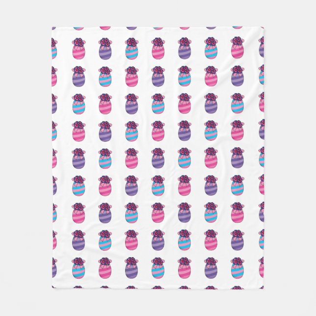 Ostereier mit Blume und Band Fleecedecke (Vorderseite)