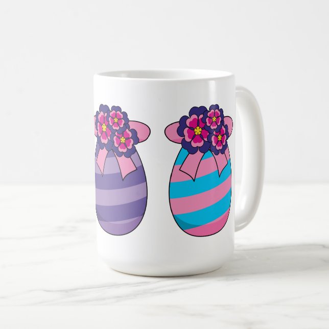 Ostereier mit Blume und Band Kaffeetasse (VorderseiteRechts)