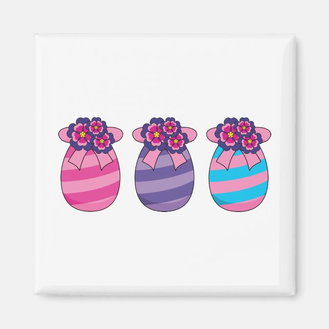 Ostereier mit Blume und Band Magnet (Vorne)