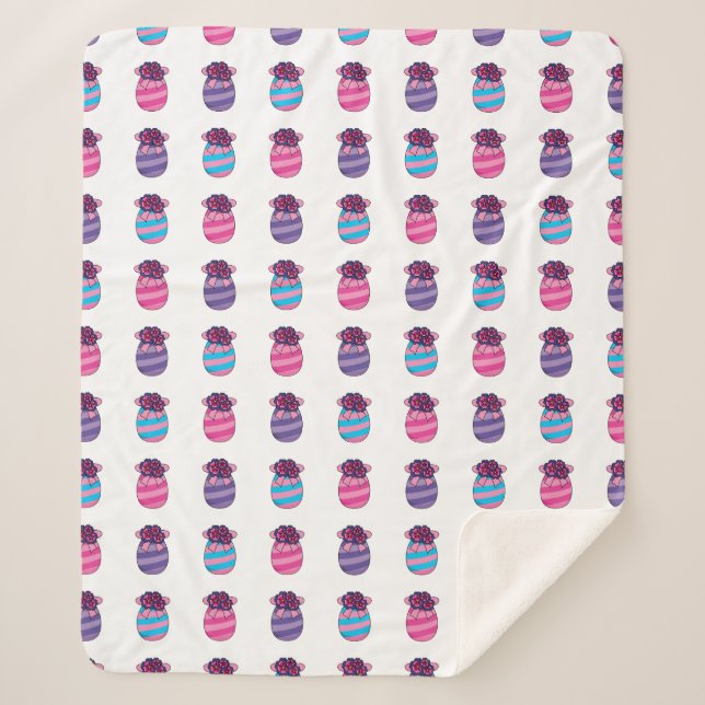 Ostereier mit Blume und Band Sherpadecke (Vorderseite)