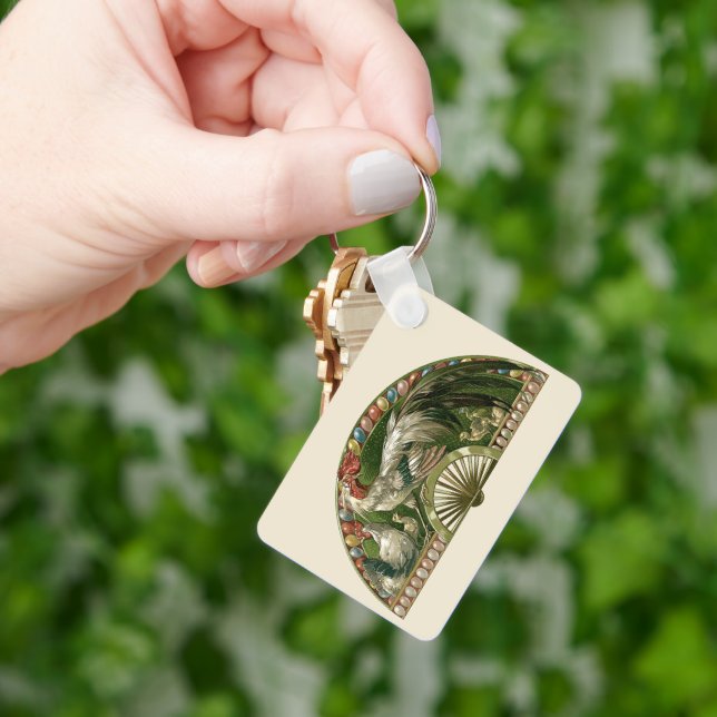 Ostereier mit Hühnern, Vintag Jugendstil Schlüsselanhänger (Hand)