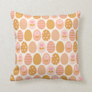 Ostereier Muster in Boho Pink Gelb Gold Kissen