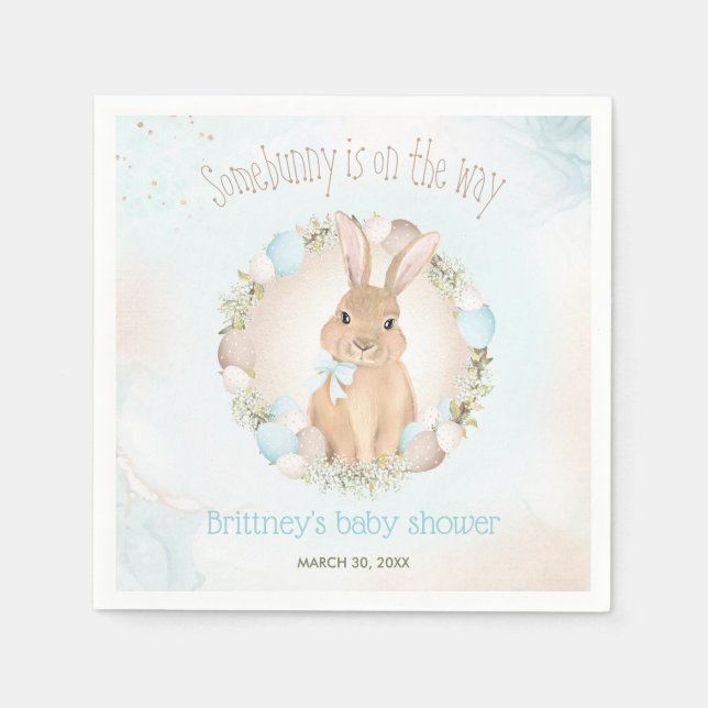 Ostereier Niedlich Bunny Spring Blue Baby Dusche Serviette (Vorderseite)