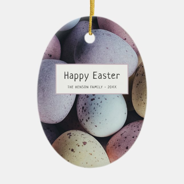 Ostereier Pastel Happy Oaster Familie Keramik Ornament (Vorne)