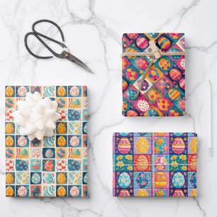 Ostereier Patchwork: Farbenfrohe Feiertage Kunst,  Geschenkpapier Set