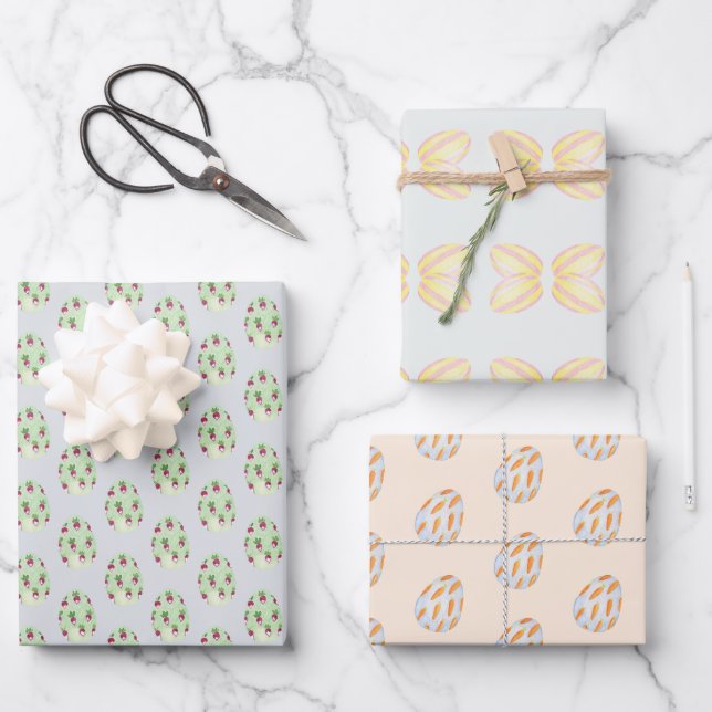 Ostereier Preppy Geschenkpapier Set (Vorderseite)