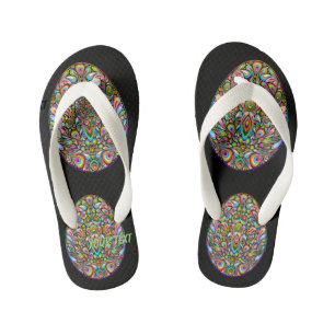 Ostereier psychedelische Design-Kinder-Bio-T-Shirt Kinderbadesandalen