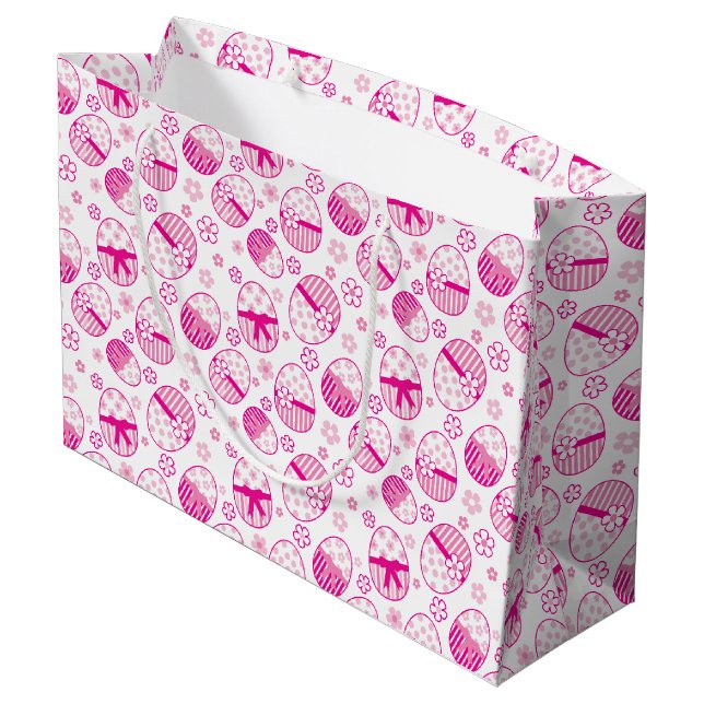 Ostereier Rosa Grafik Geschenk Tasche Große Geschenktüte (Rückseite Schrägansicht)
