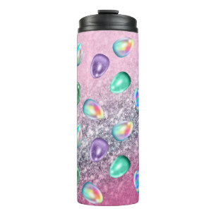Ostereier Rosa Lila Gefärbte Krawatte Glitzer Glam Thermosbecher
