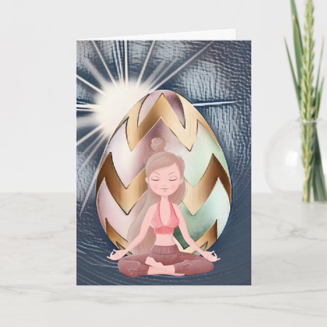Ostereier Sonnenschein, Yoga Girl Happy Birthday Karte (Vorderseite)