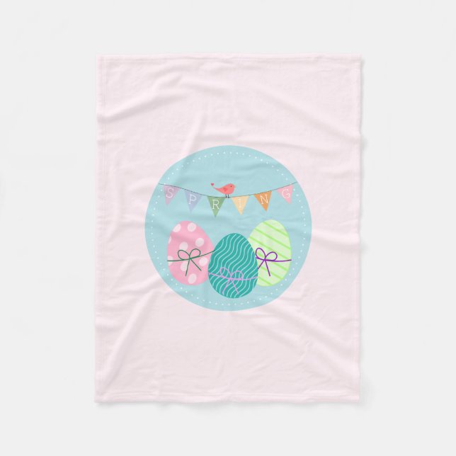Ostereier Springtime Lavendel Blush Fleecedecke (Vorderseite)